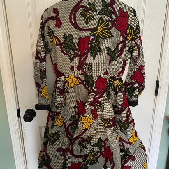 Red and Yellow Long Sleeve A-Line Dress for Work - Picture 3 of 6